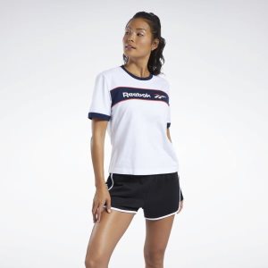 Reebok Classic Linear T Shirt Damen - Weiß - DE 693-UGS